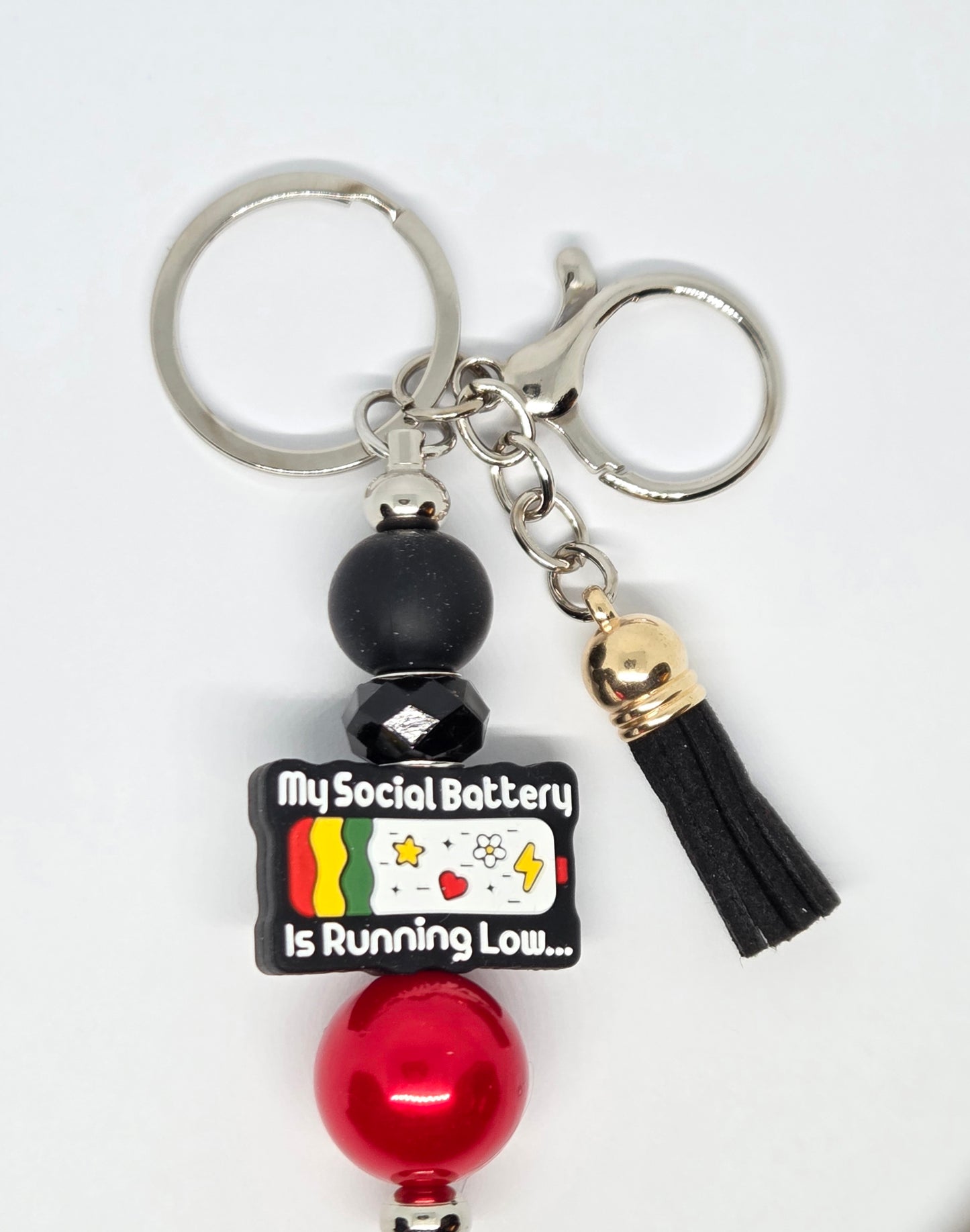 Social battery low keychain