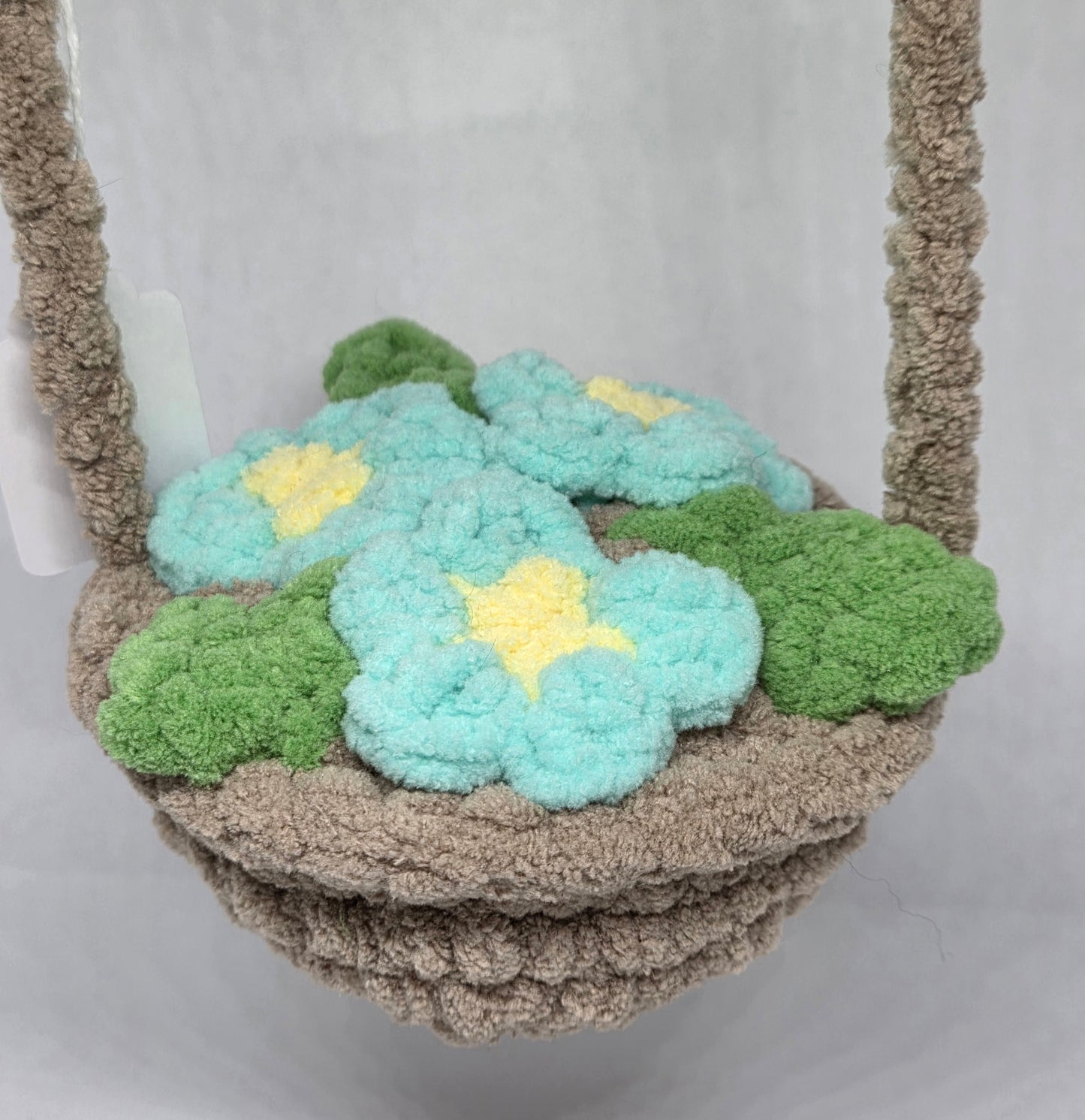 Blue flower hanging basket