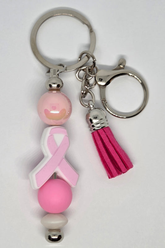 Pink ribbon keychain