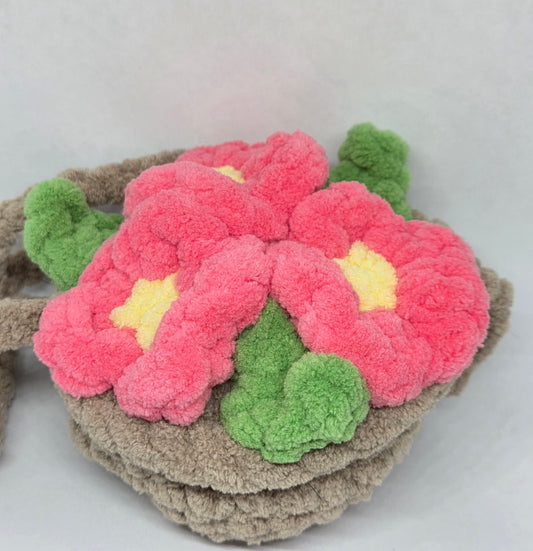 Pink flower hanging basket
